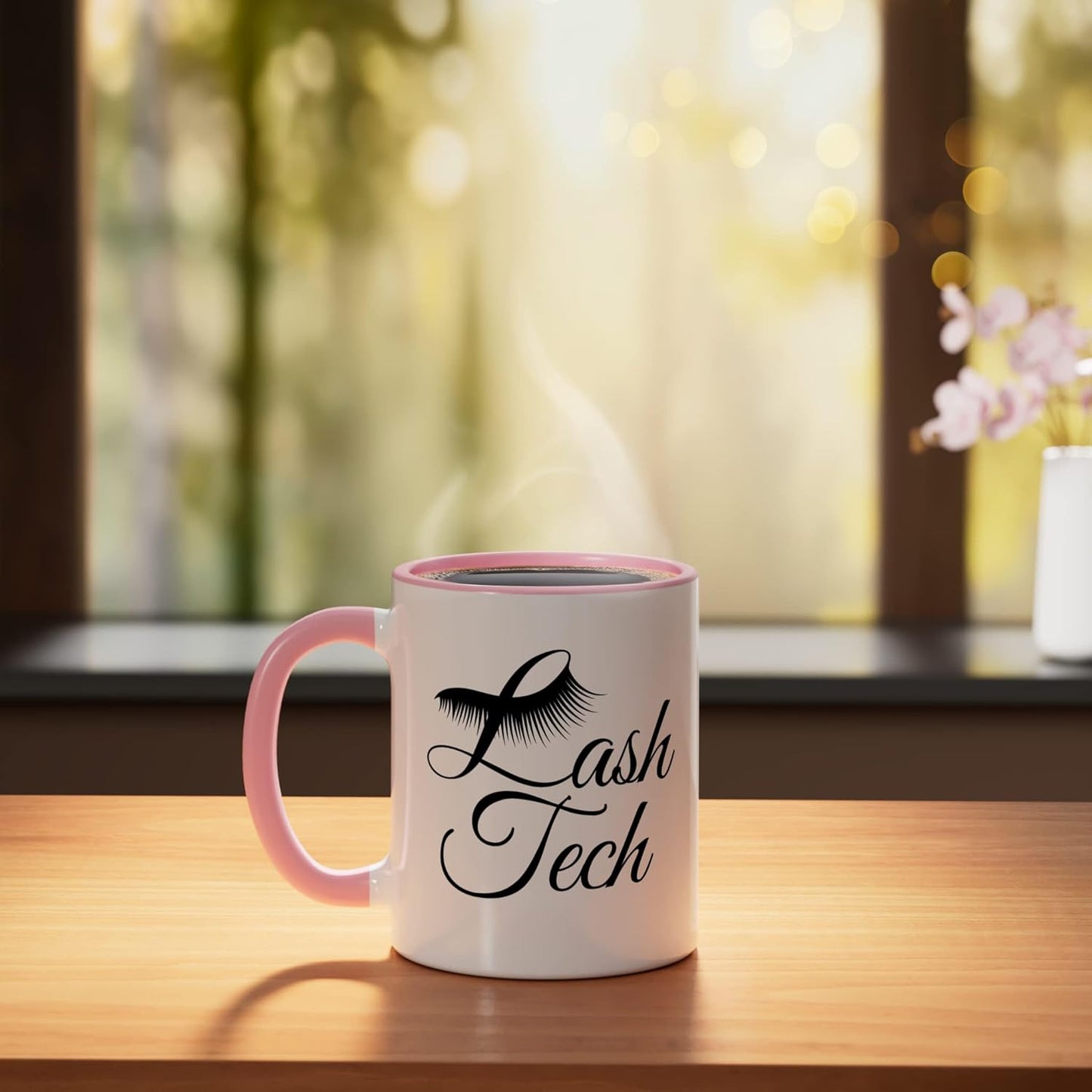 Taza de cerámica para técnico de pestañas, rosa/blanco