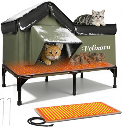 Refugio para gatos exterior aislado con ventana y puerta magnética