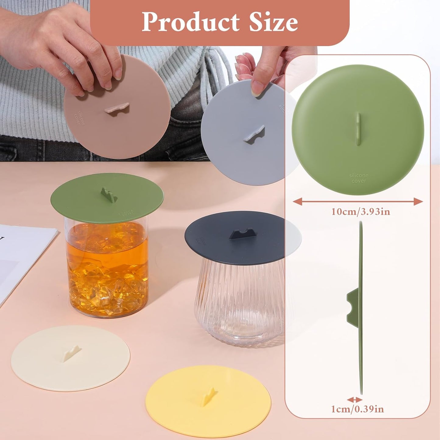 Tapas universales de silicona para tazas herméticas con soporte para cuchara