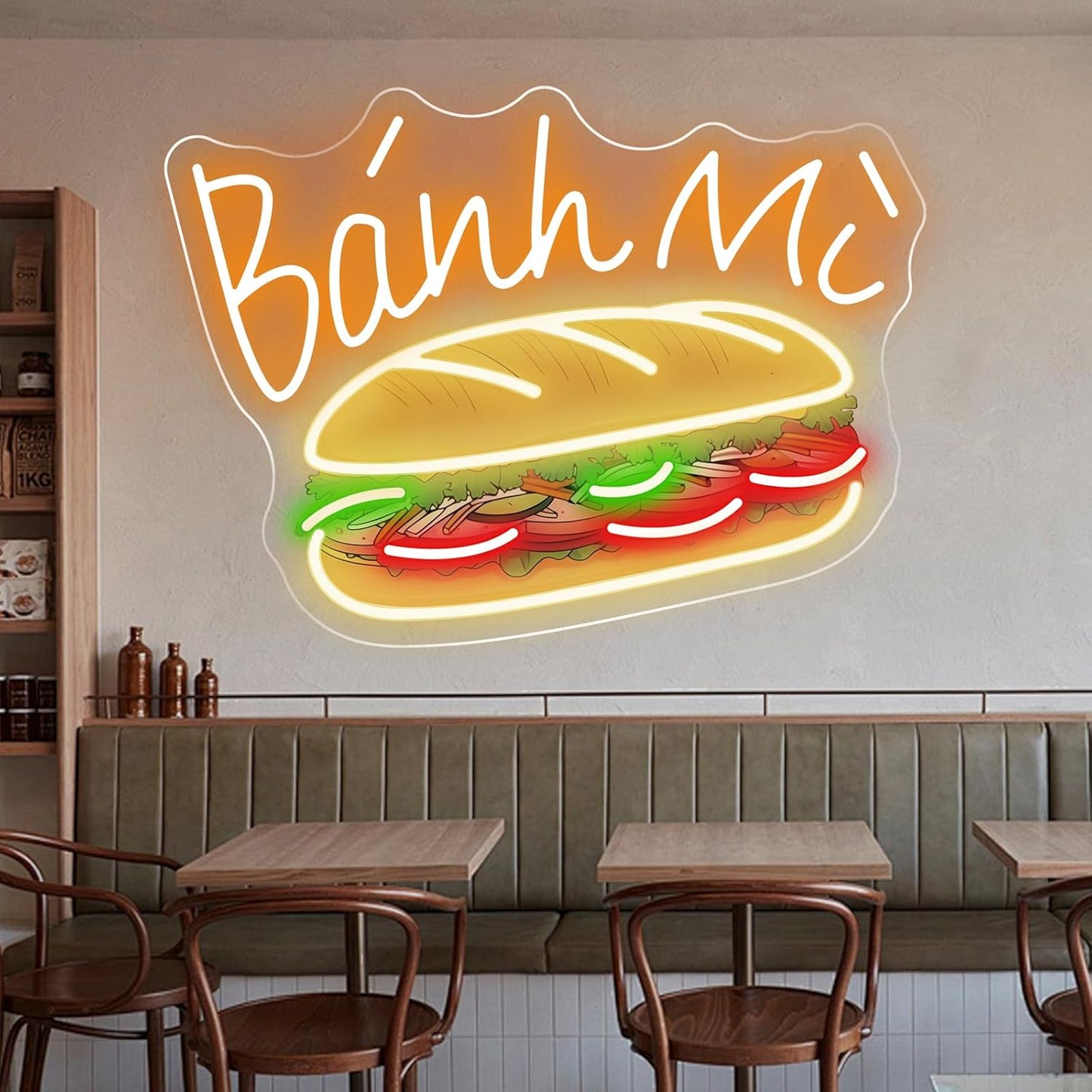 Letrero neón Banh Mi LED USB para cocinas y eventos
