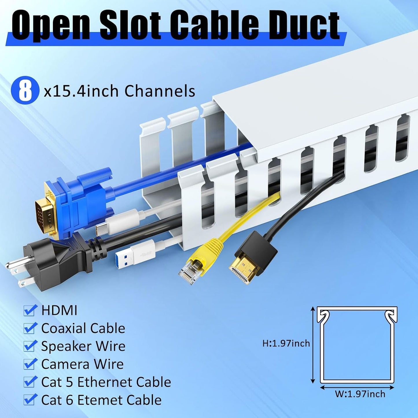 Canal cable escritorio 123pulg gestionar cables