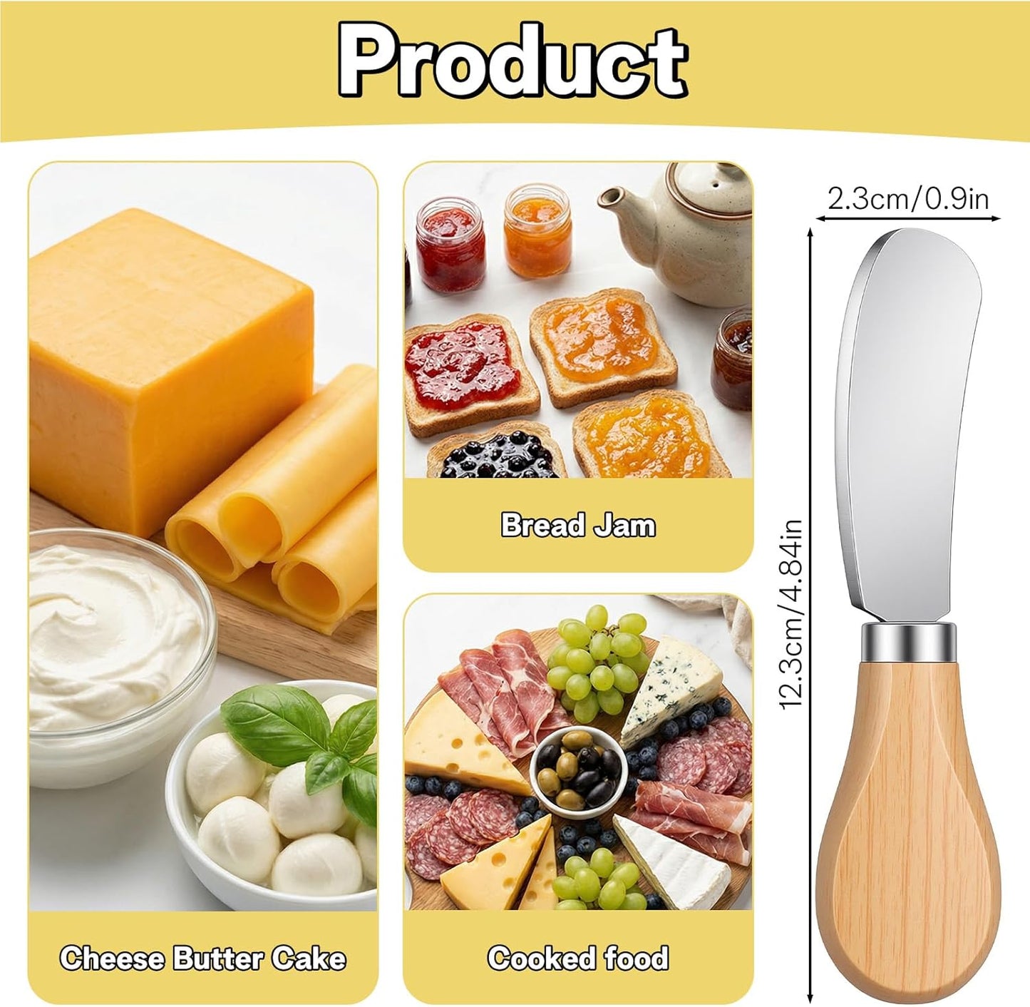 6 Cuchillos Acero Inox para Queso Mantequilla 4.8pulg