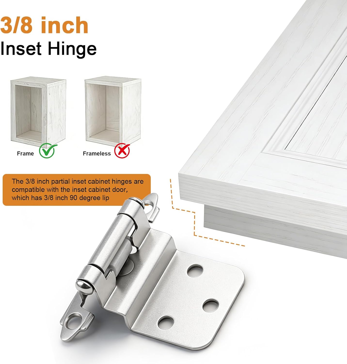 Bisagra níquel satinado puerta superpuesta 3/8pulg