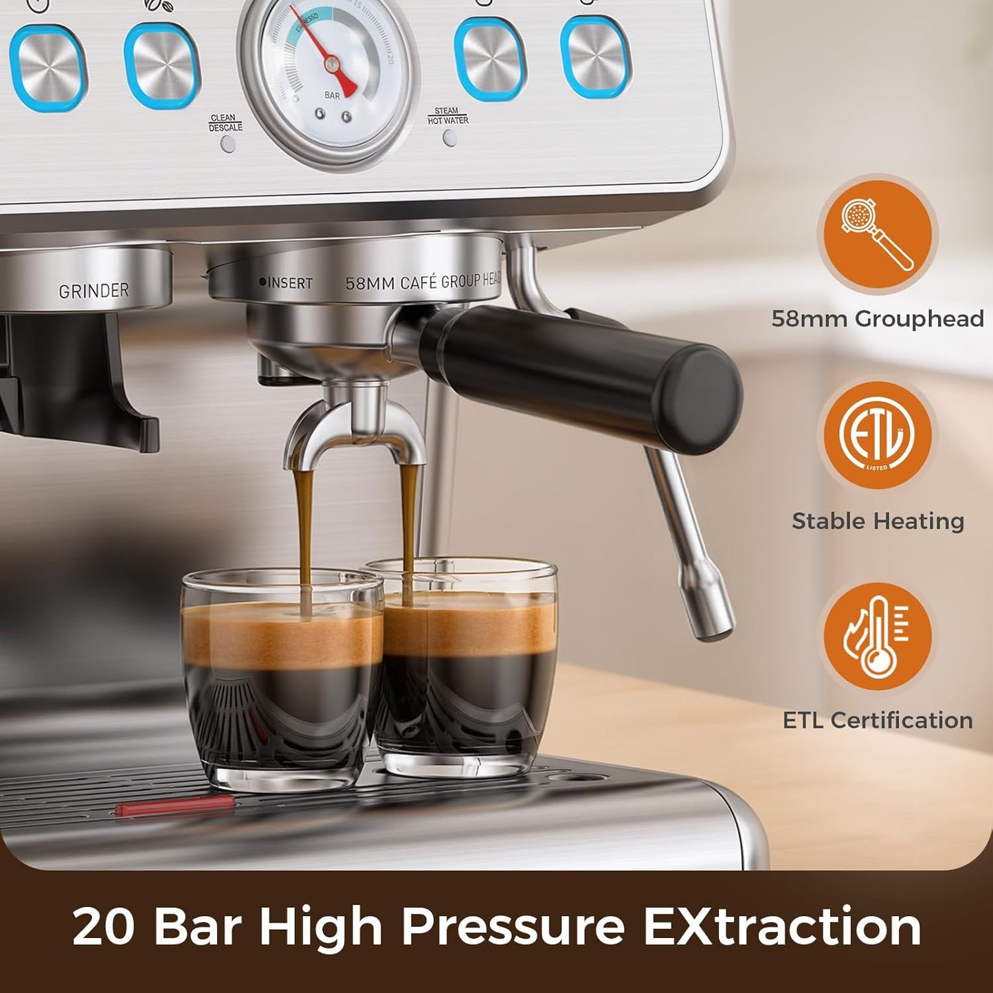 Cafetera Espresso Profesional con Espumador Leche