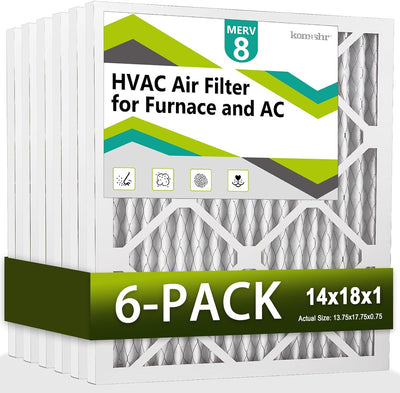 Filtro aire MERV 8 14x18x1 paquete 6 reemplazo HVAC horno