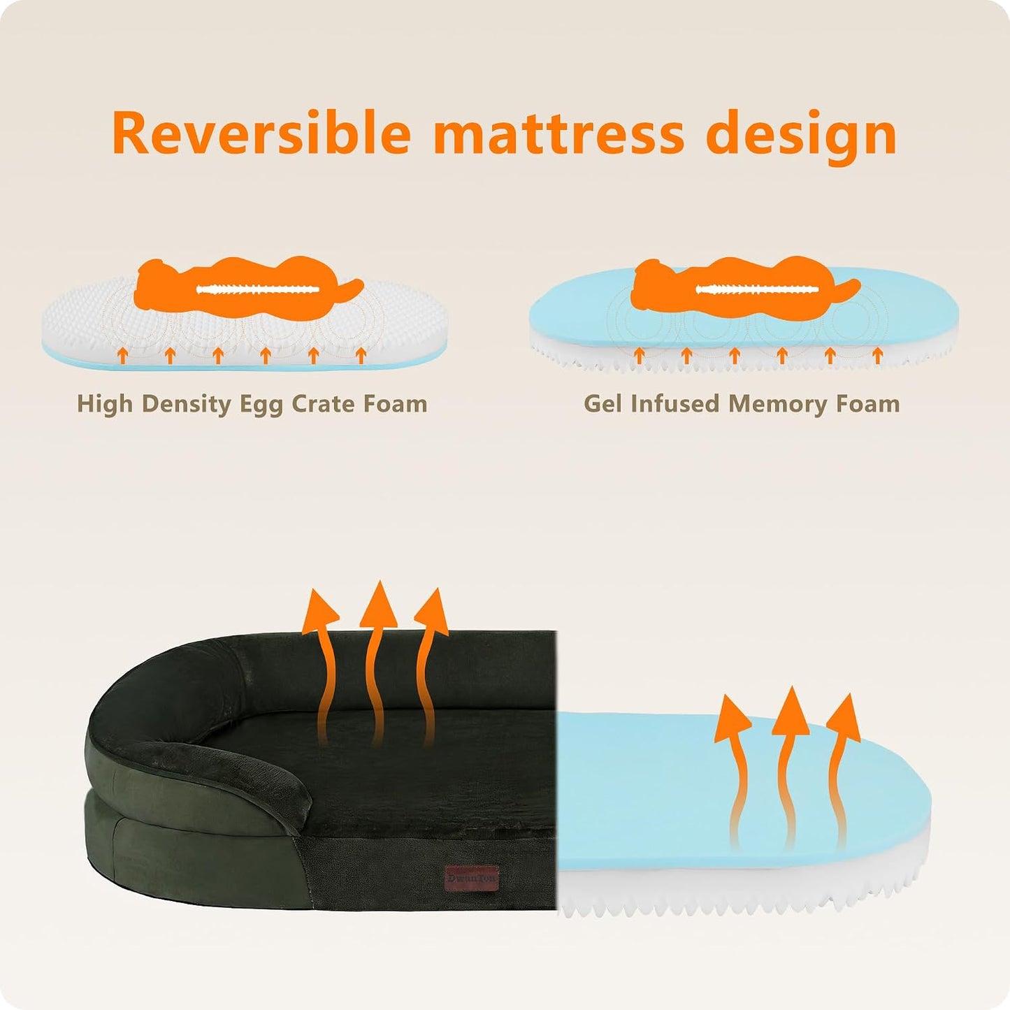 Cama ortopédica perro grande espuma gel con funda lavable