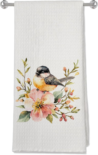 Toallas cocina floral rosa regalo amantes pájaros