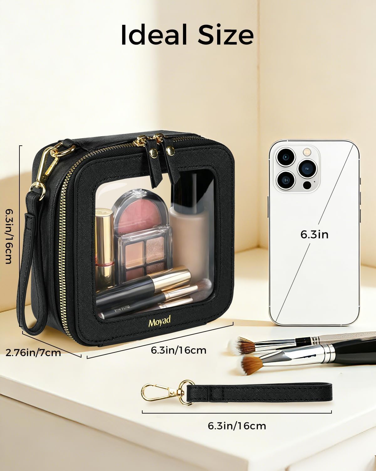 Bolsa maquillaje transparente TSA aprobada con asa