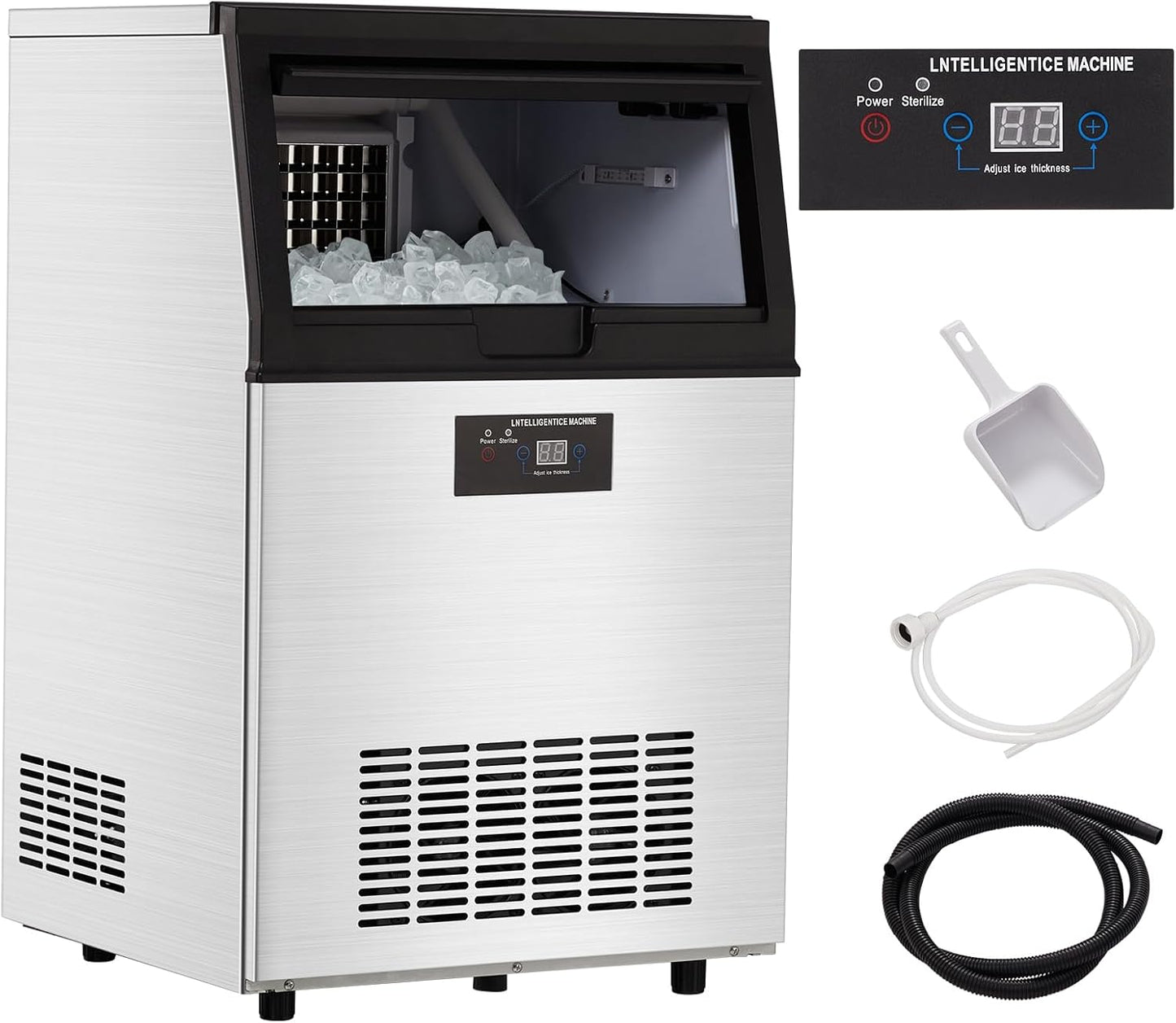 Máquina para hacer hielo capacidad 30 lb contenedor 32 cubos ciclo