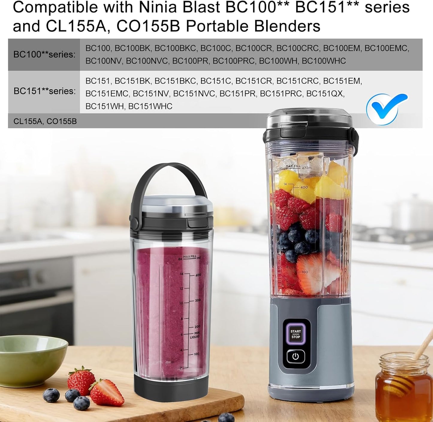 Piezas de repuesto para vaso Ninja Blast 18 oz, tapa y tapa con asa