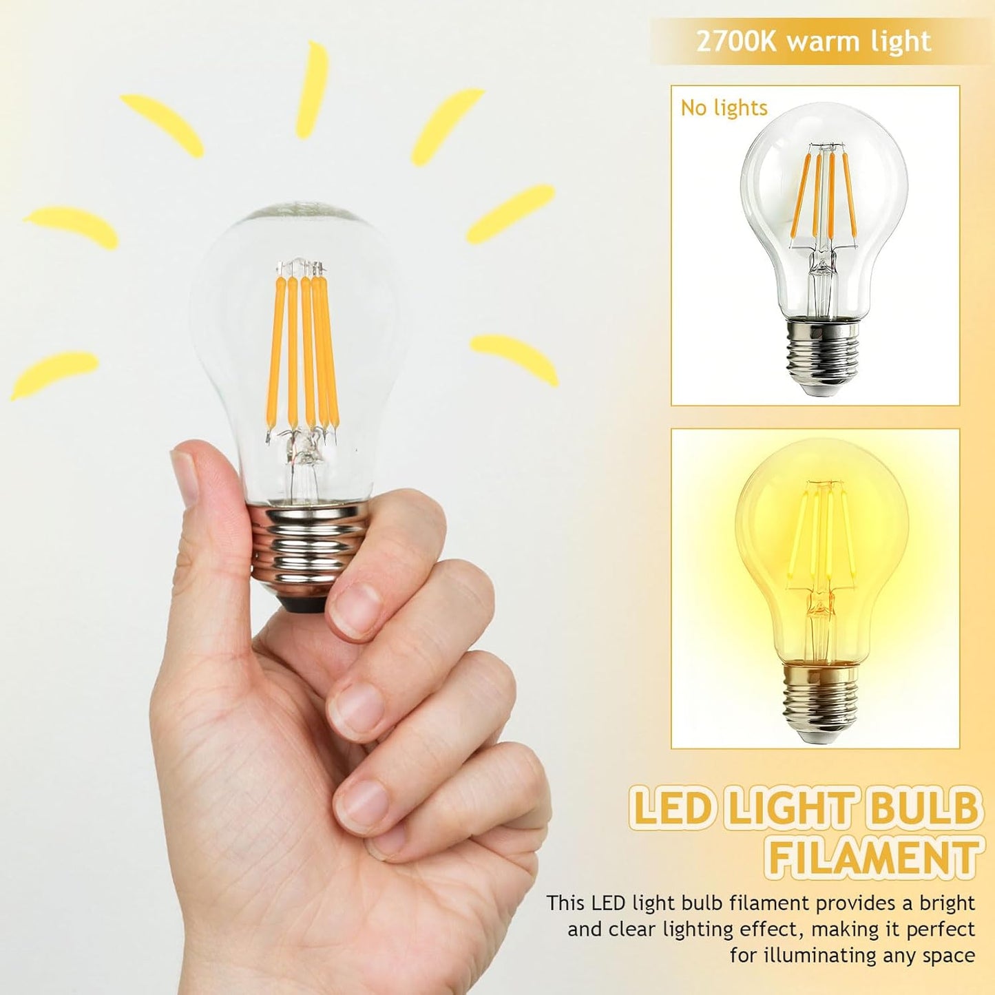 60 Pzas Filamento LED 3V Bombilla Flexible Edison Blanco Cálido