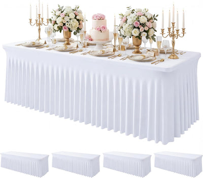 4 Manteles Elastano Blanco Mesa Rectangular 30x96pulg