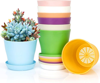 8 Pzas Macetas Plástico para Plantas Interior