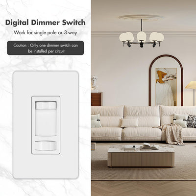 Interruptor atenuador deslizante un solo polo 3 vías para LED/CFL