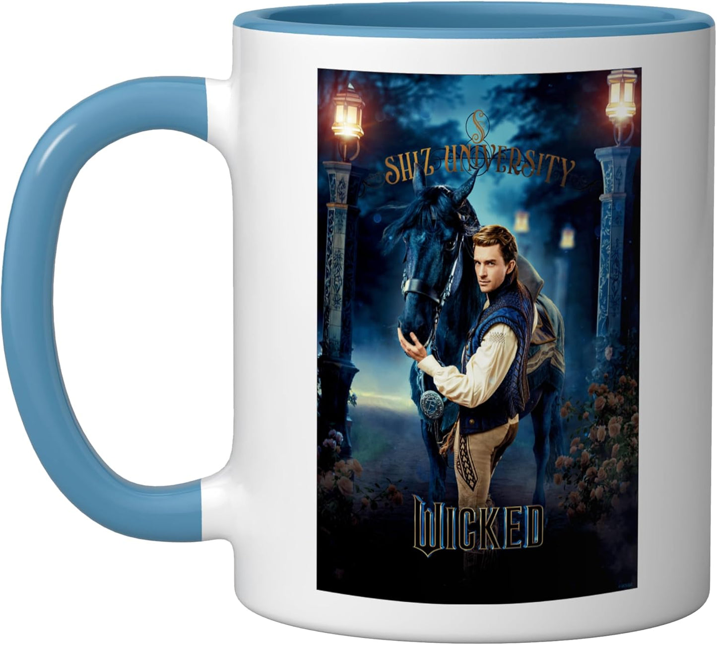 Taza cerámica Wicked Fiyero Puertas de Shiz azul/blanco