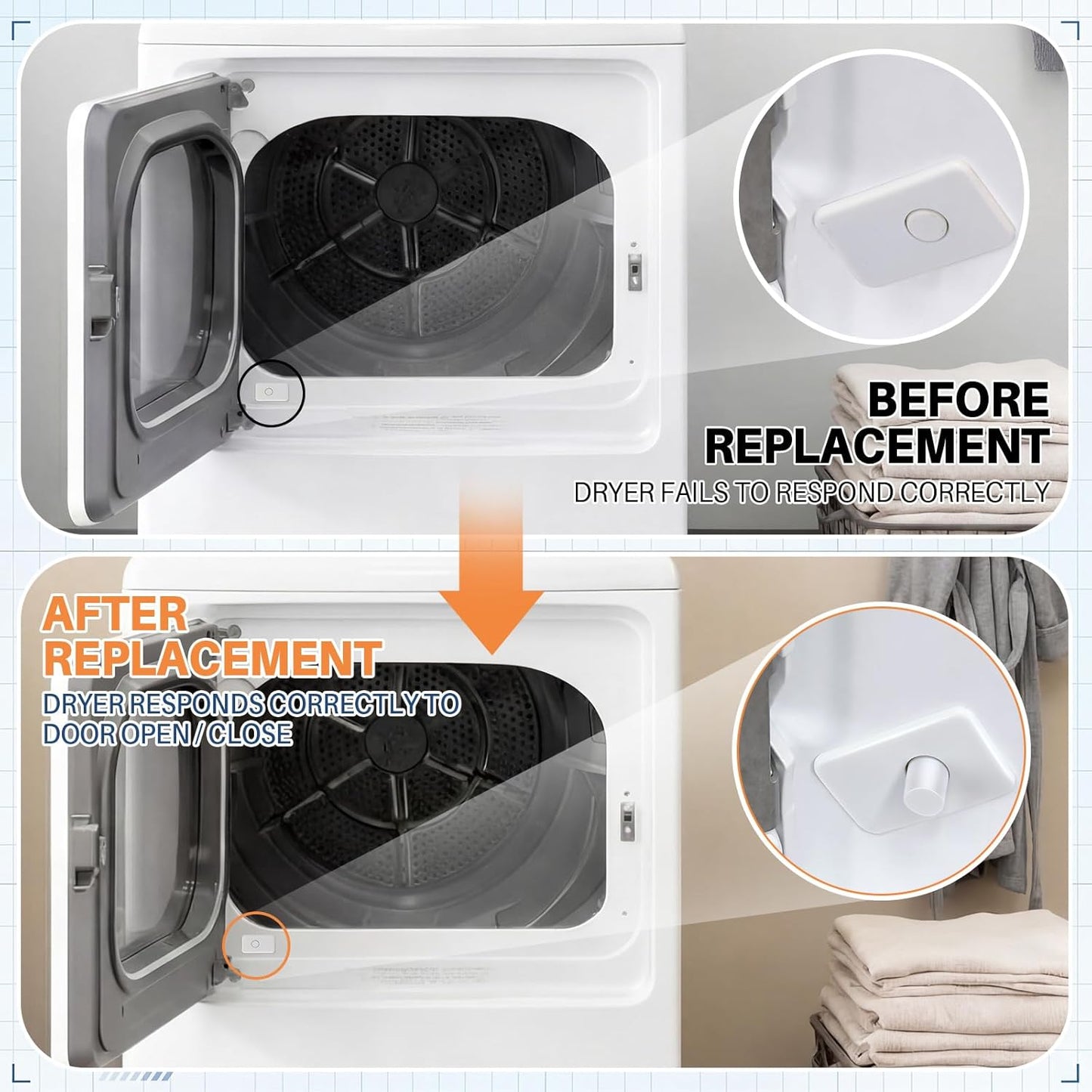 Repuesto interruptor puerta secadora comp GE WE04X28977