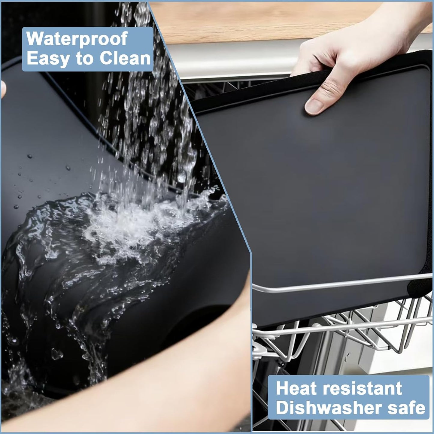 Tapete protector silicona lavadora 24x19.7pulg antiderrap negro