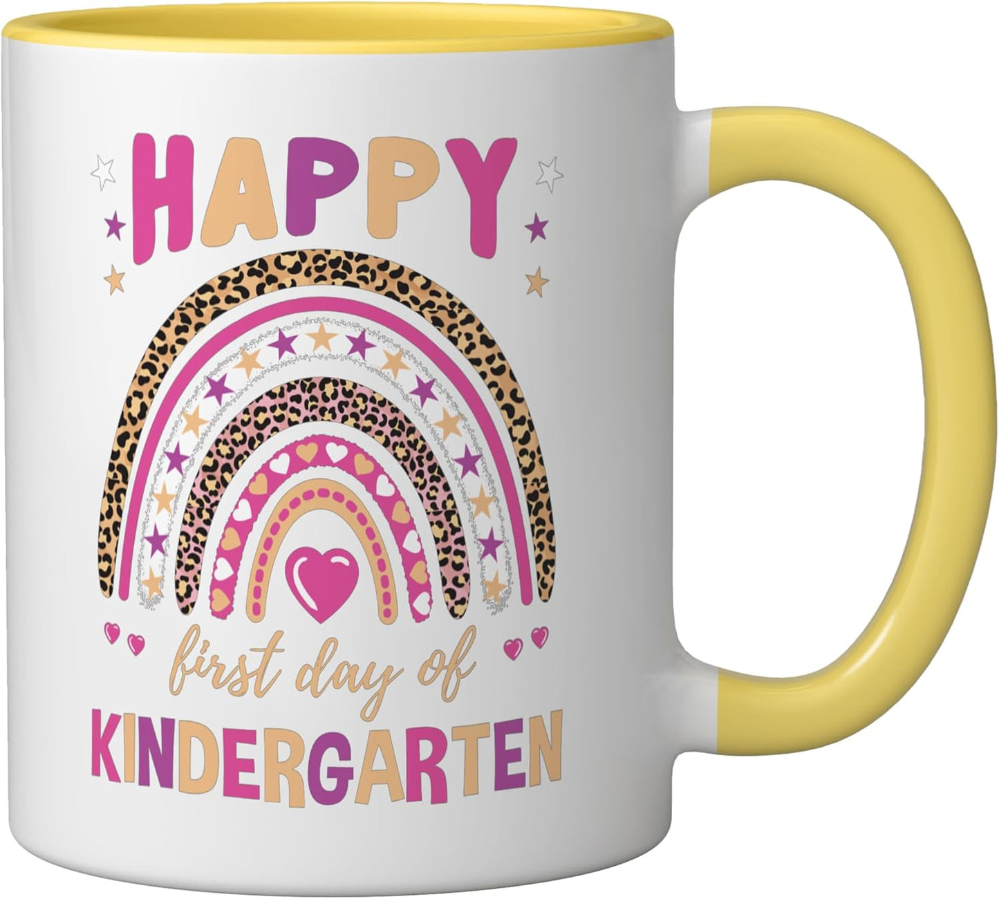 Taza cerámica leopardo arcoíris para primer día de kindergarten