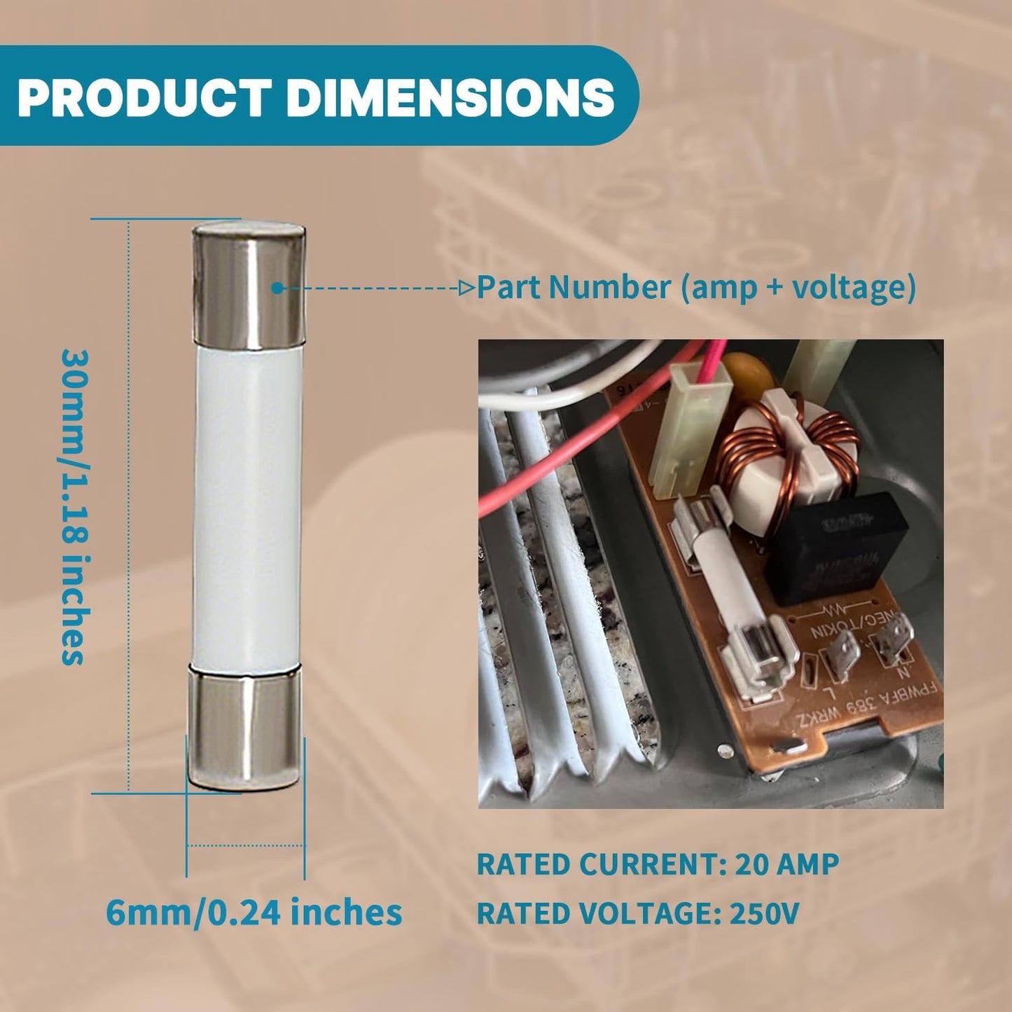 Fusible microondas 20A 250V cerámica universal set 5