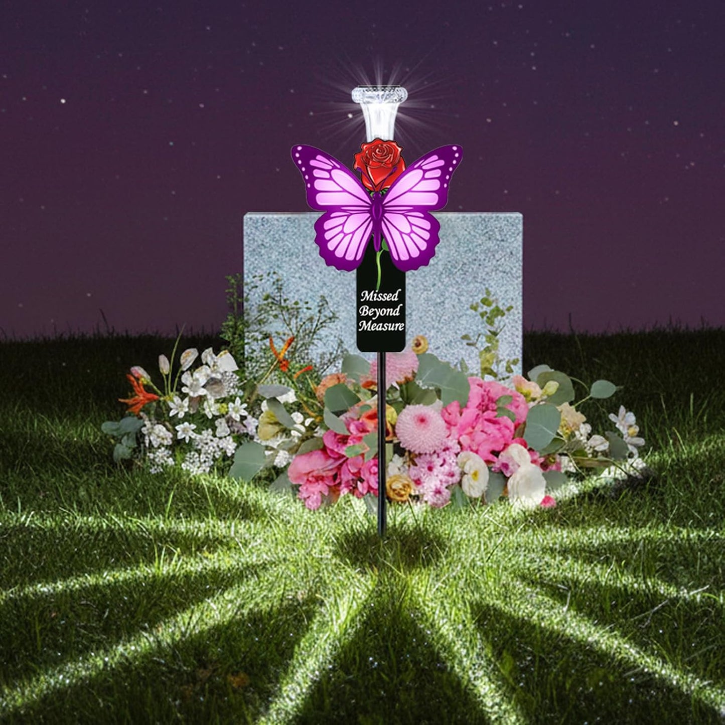Estaca mariposa morada decoración tumba regalo condolencias