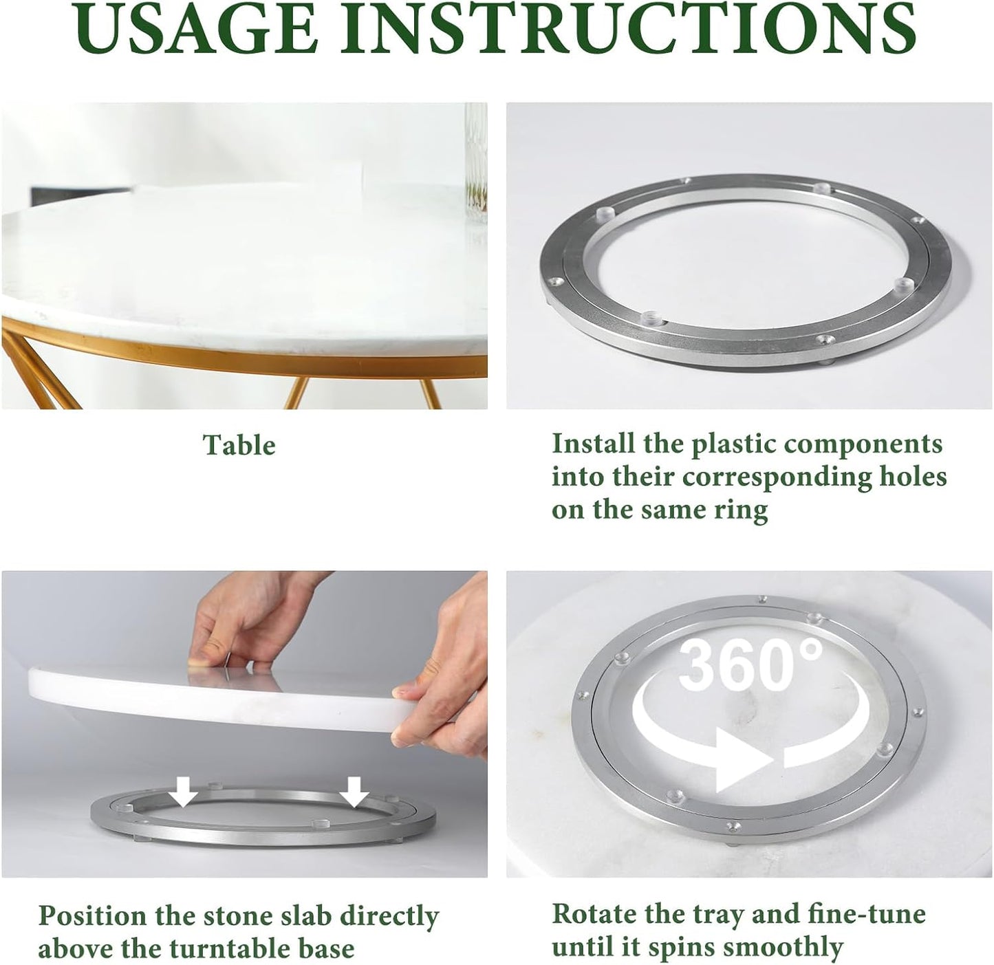 Lazy Susan Mármol Blanco 16pulg para Cocina y Comedor