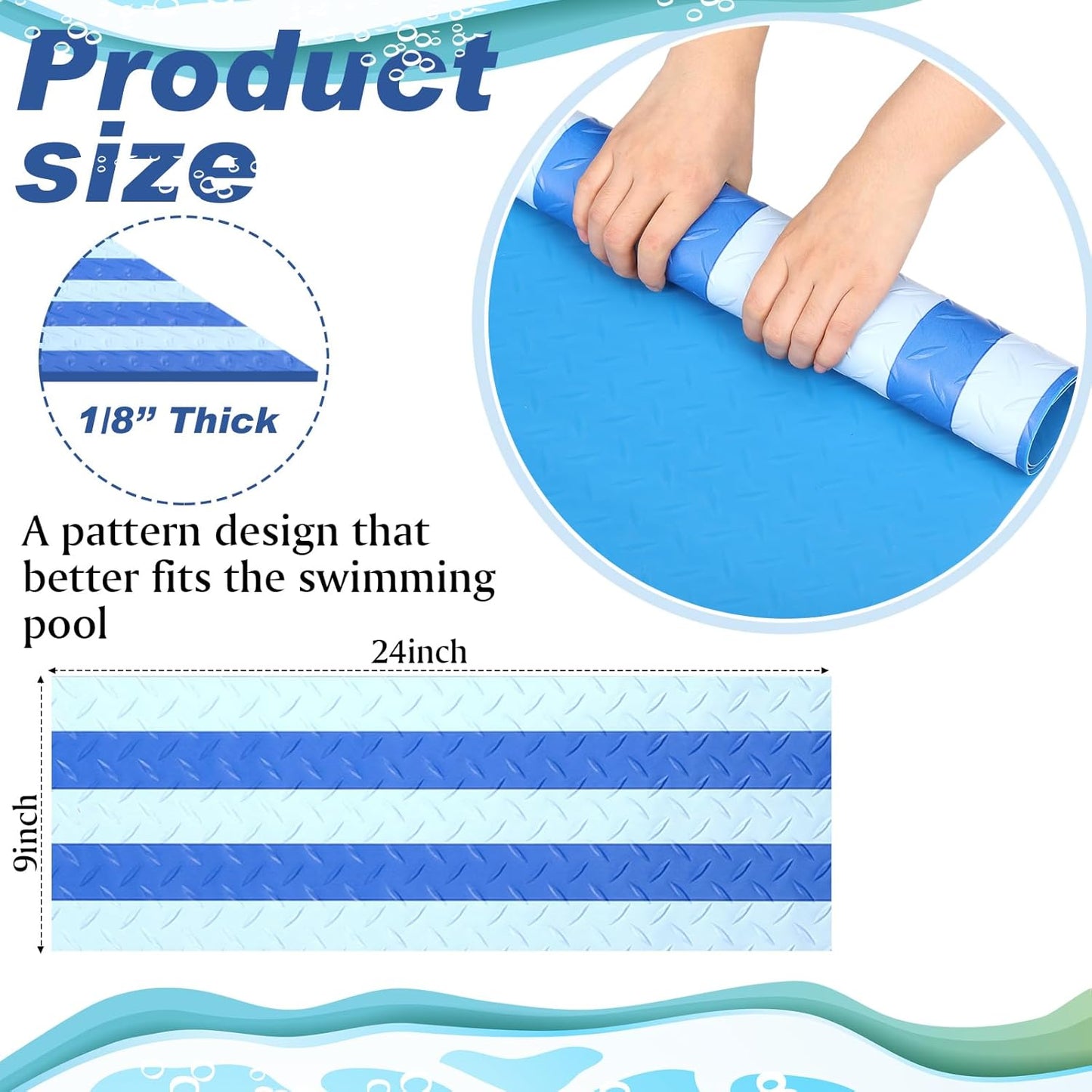 Tapete antideslizante piscina 24x9pulg rayas