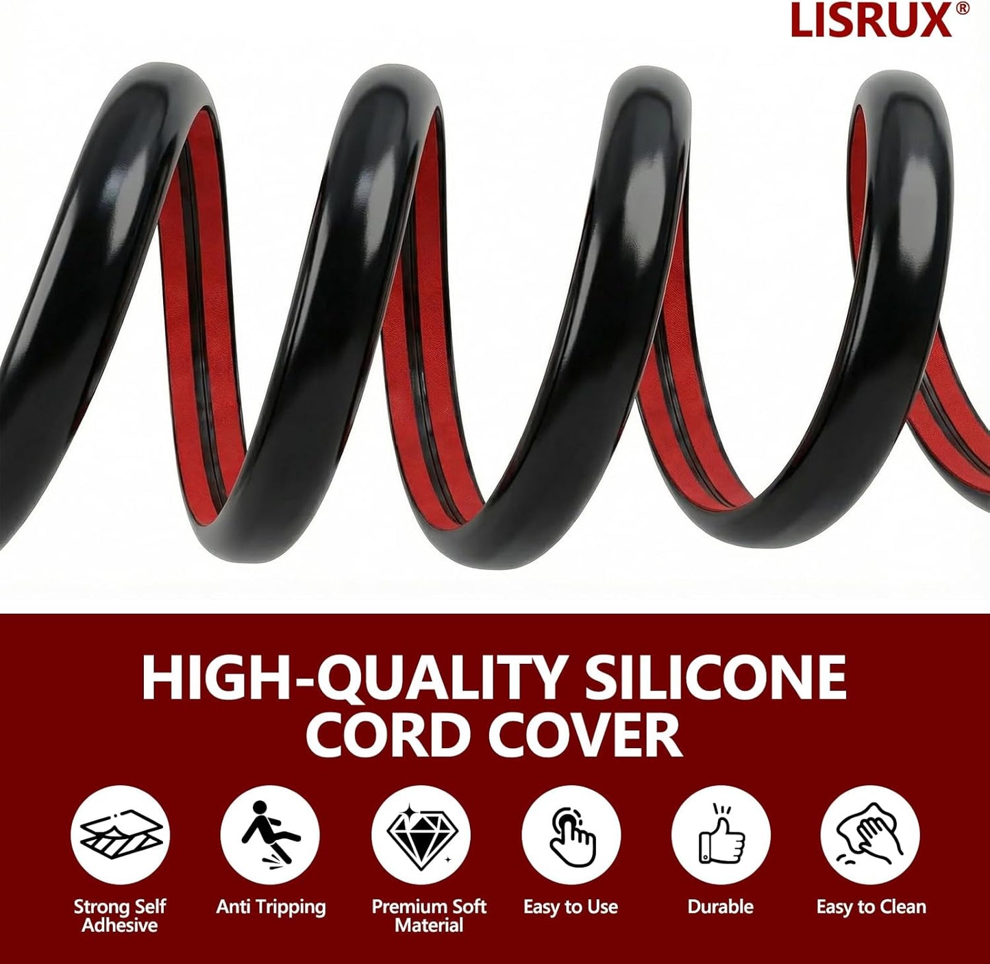 Cubierta cable suelo autoadhesiva negra 0.39x0.27pulg