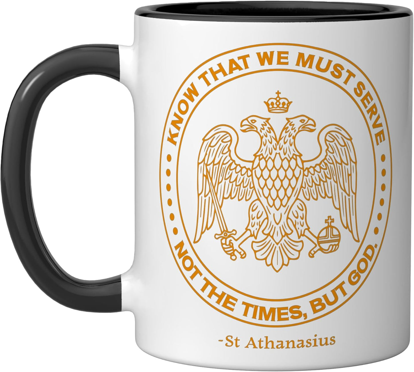 Taza cerámica ortodoxa Saint Athanasius negro/blanco