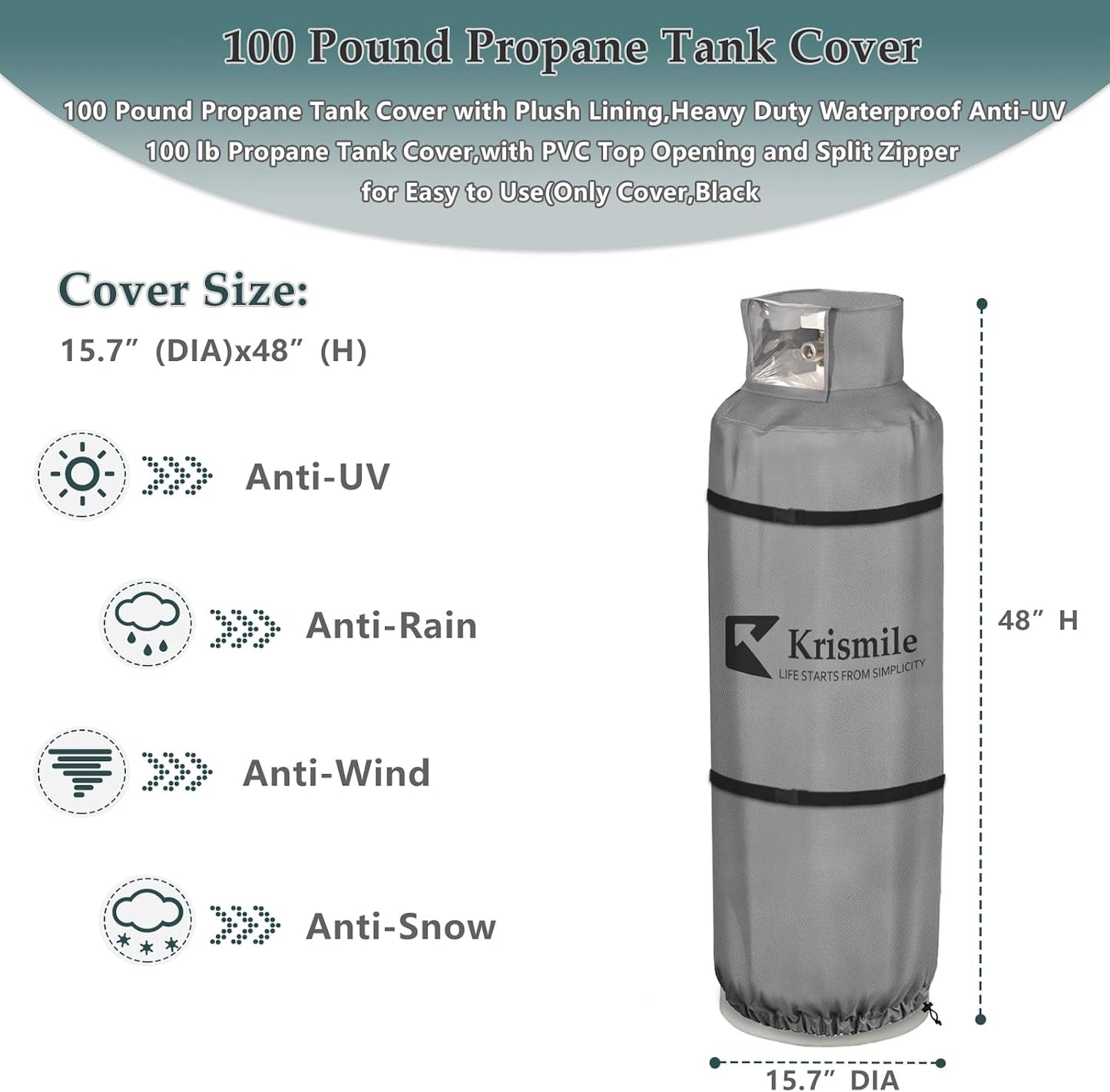 Cubierta tanque propano 100lb felpa impermeable antiUV