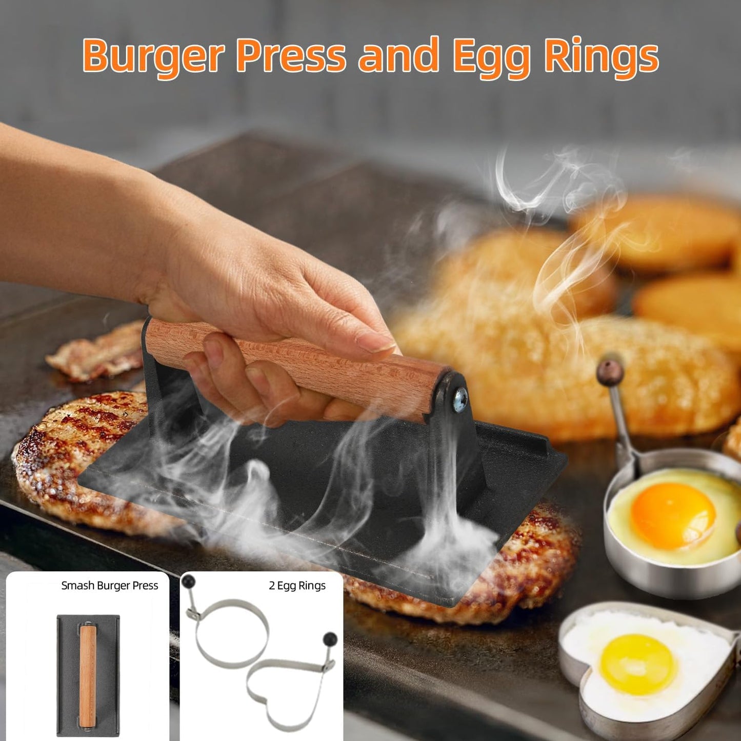 Set 40 accesorios parrilla chef con espátula prensa hamburguesas