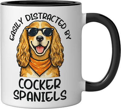 Taza cerámica para amantes de perros con diseño de cocker spaniel negro/blanco