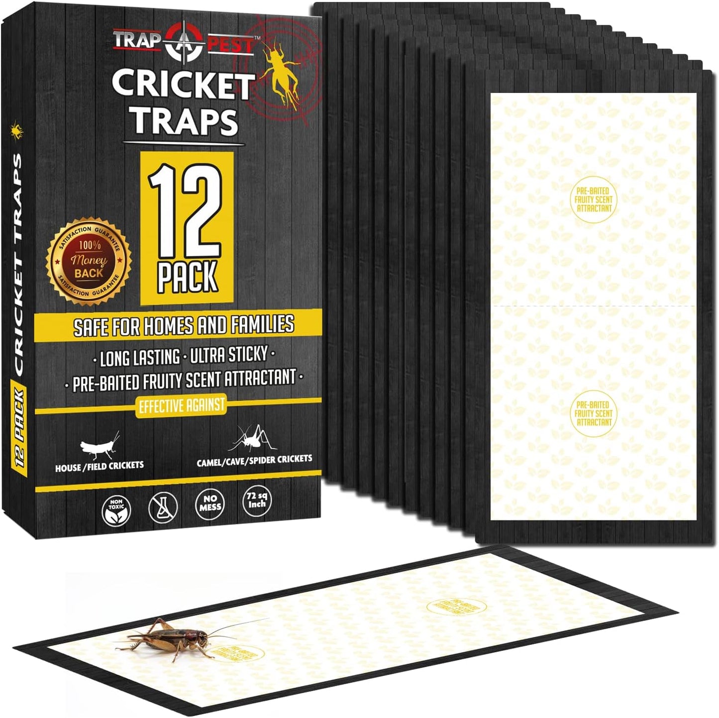 Trampas adhesivas para grillos aroma afrutado 12 pzas