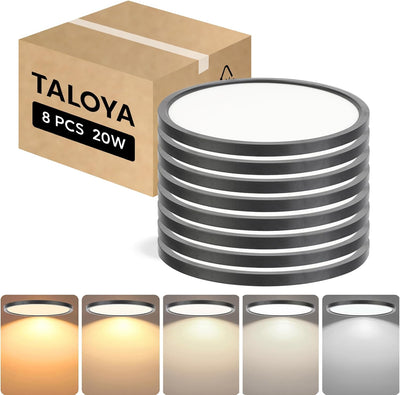 Lámpara techo LED empotrada 12pulg set 8 negras dormitorio cocina