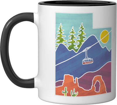 Taza cerámica Utah paisaje montaña y desierto negro/blanco