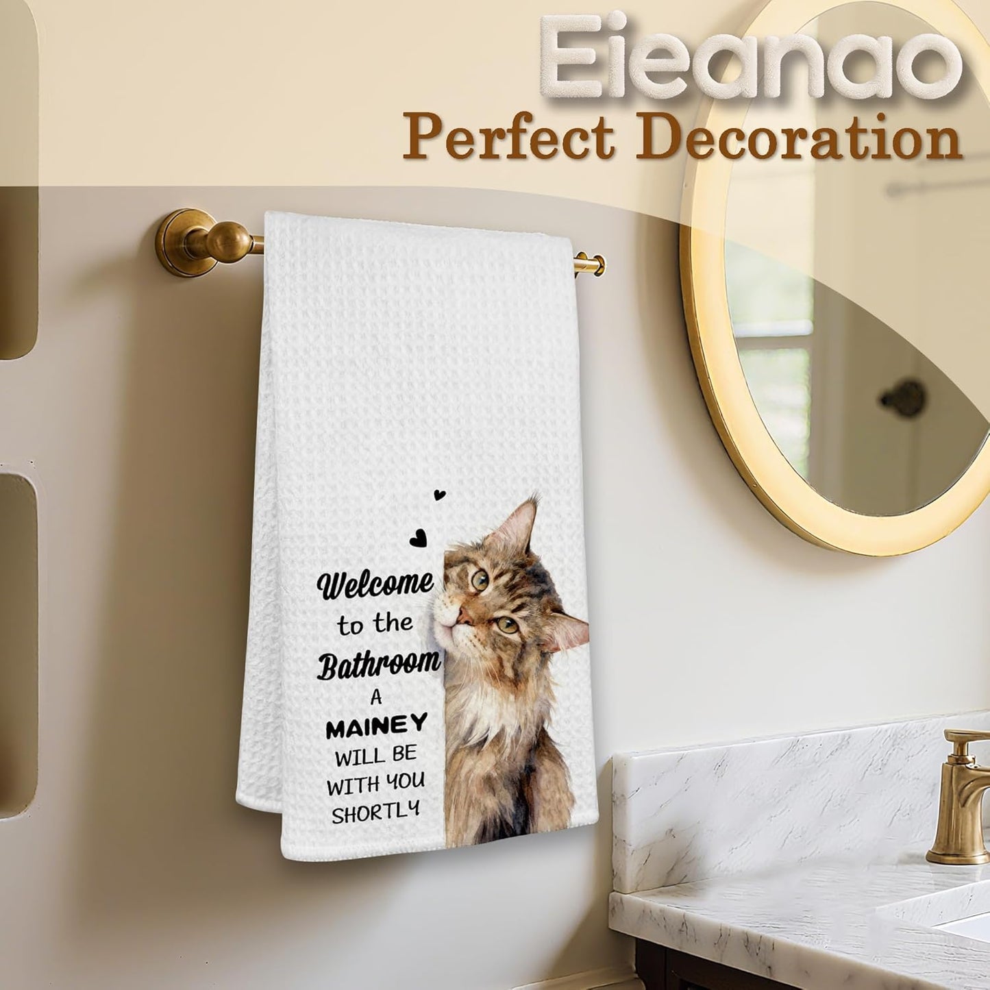 Toalla de mano de gato Maine Coon para baño y decoración