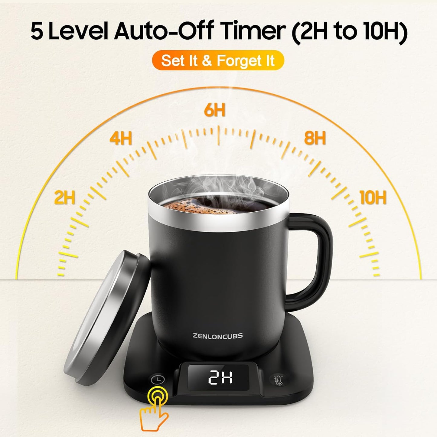 Taza café eléctrica acero inox con control de temperatura