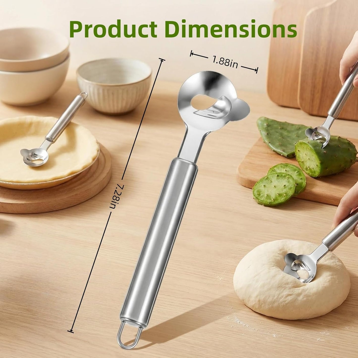Cuchara peladora acero inox con mango largo