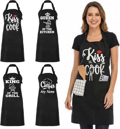 Delantal de cocina ajustable para mujer con bolsillos