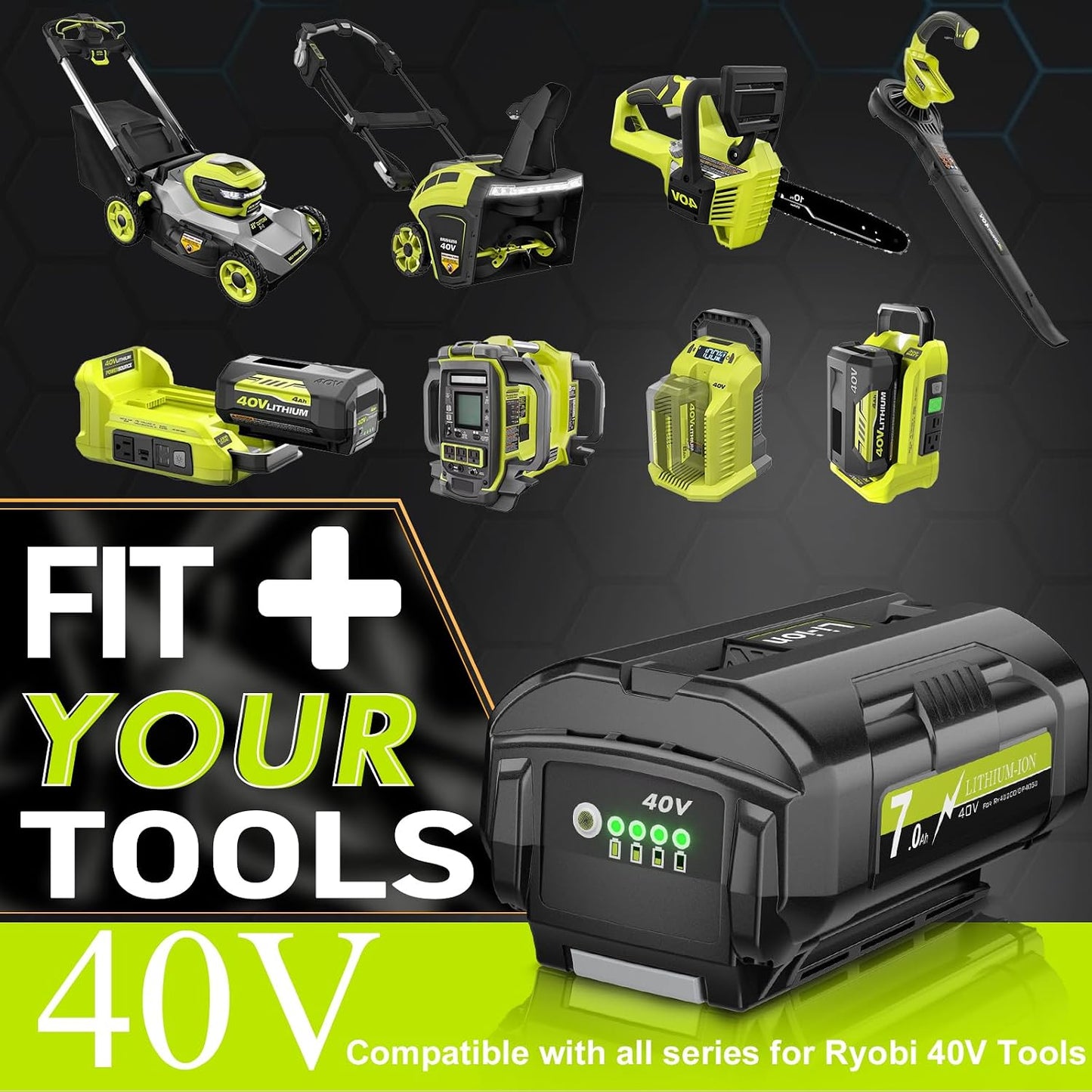 2 Baterías Litio Repuesto Ryobi 40V