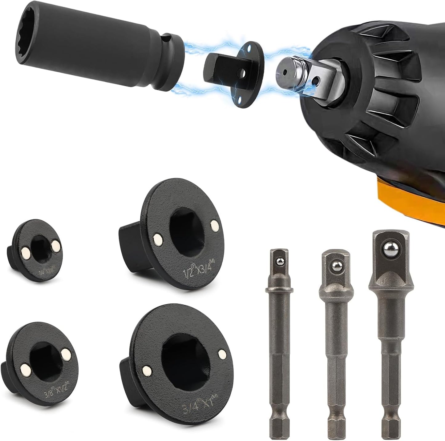 Set 4 adaptadores impacto perfil bajo acero Cr-Mo