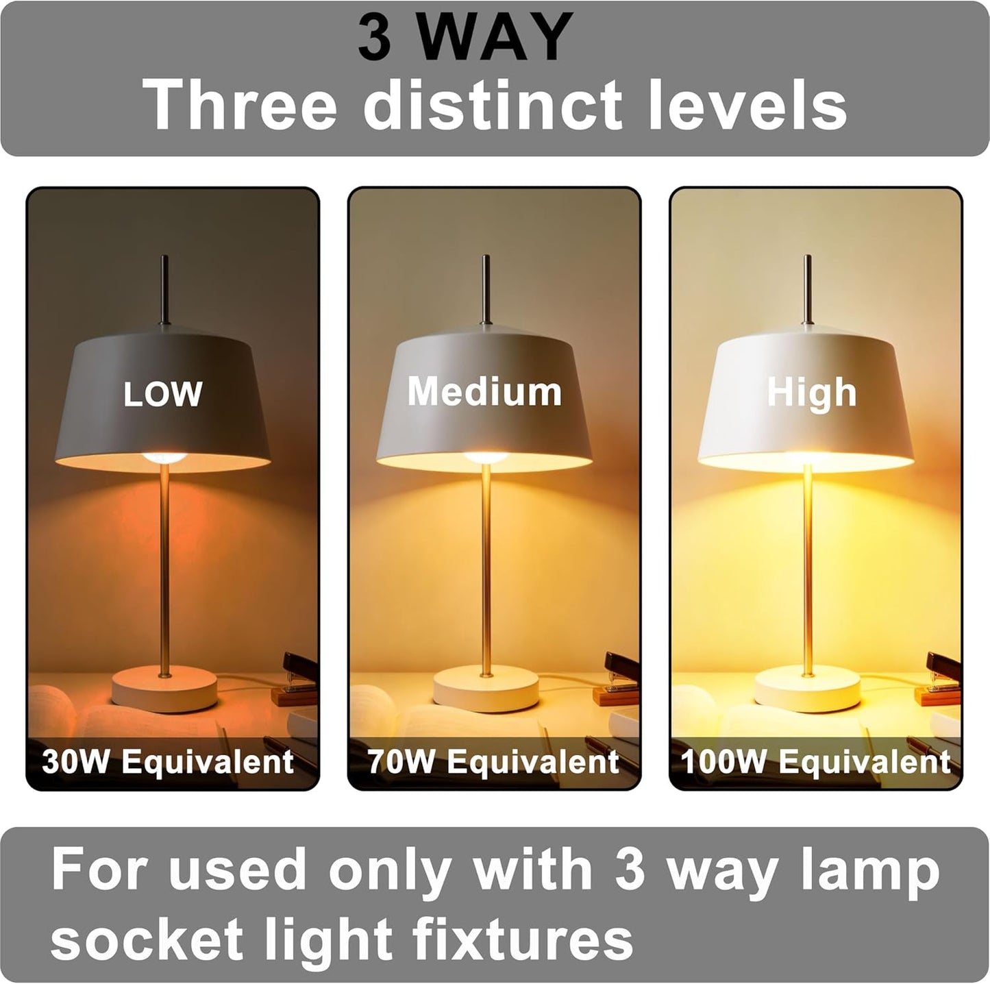 Bombilla LED 3 vías A19 E26 15W 3000K pack 2