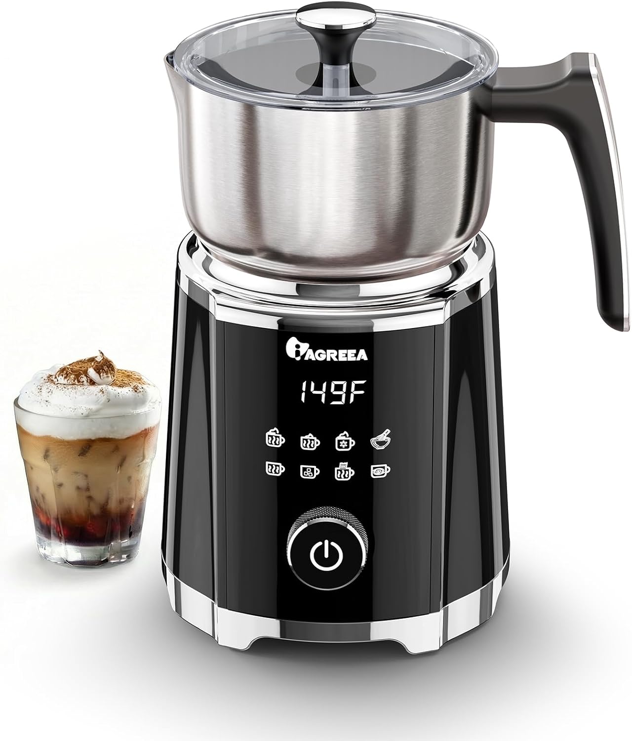 Espumador leche eléctrico 8en1 vaporizador 20.3oz acero inox