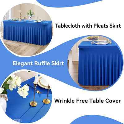 Paquete 6 manteles spandex azul real 6ft ajustables sin arrugas