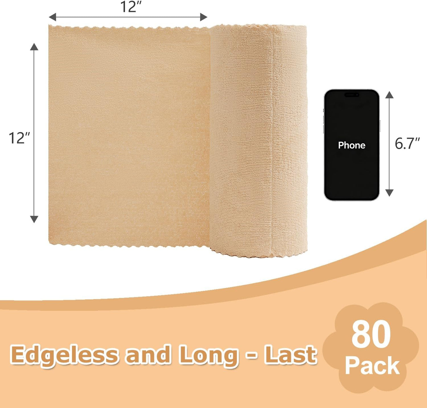 80 Paños Microfibra 12x12pulg Reutilizables para Auto y Casa