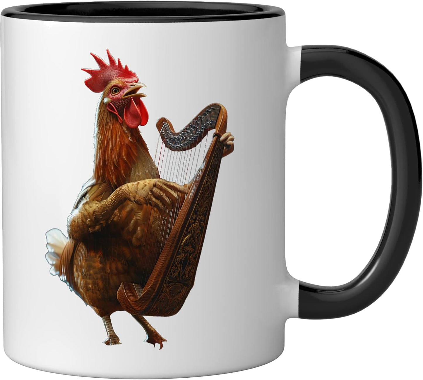 Taza cerámica Harp Chicken negra/blanca