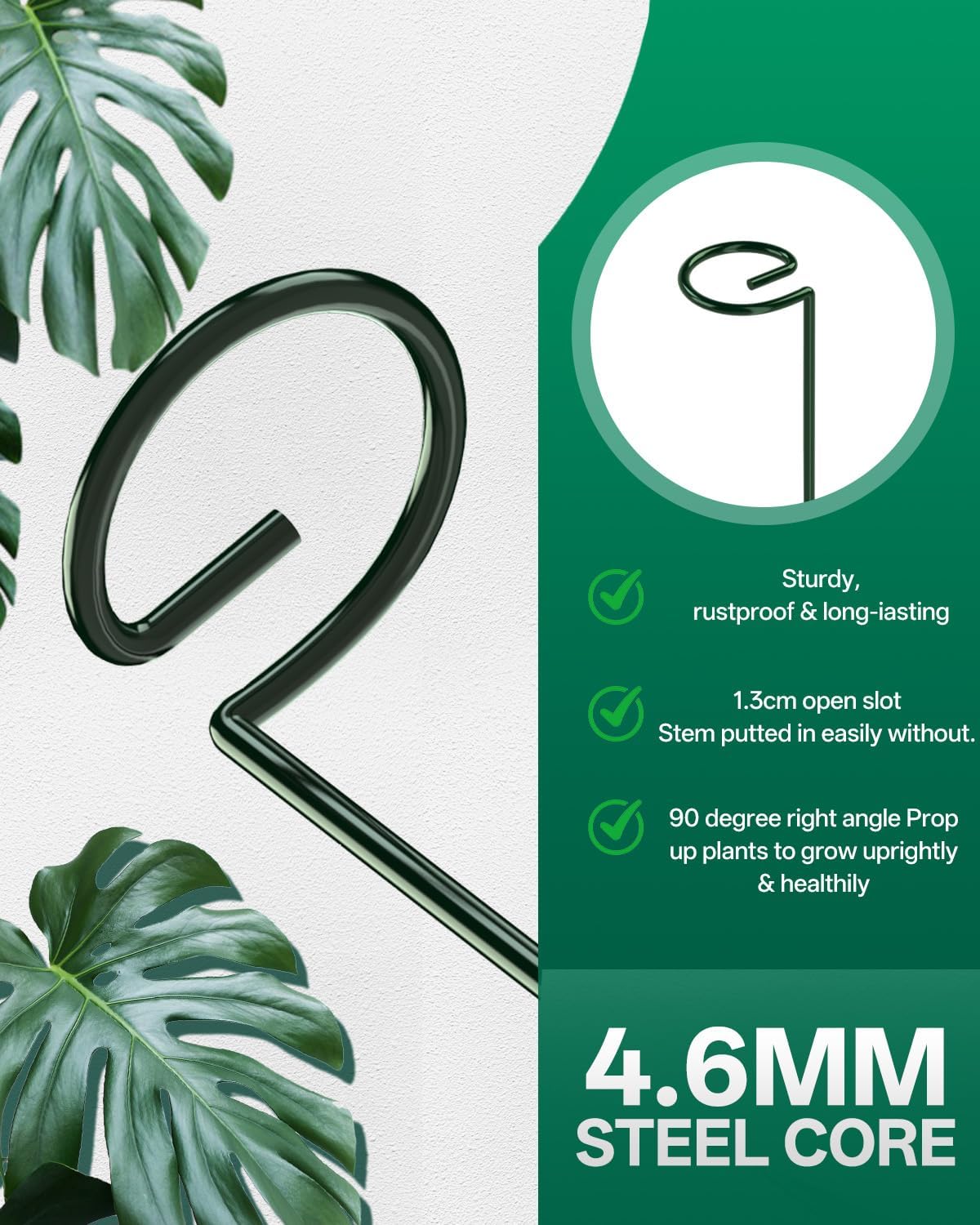 6 Estacas Soporte Plantas 35.4pulg con 15 Lazos Giratorios