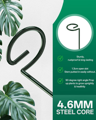 6 Estacas Soporte Plantas 35.4pulg con 15 Lazos Giratorios