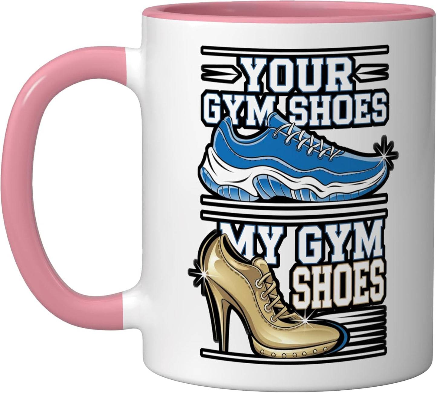 Taza de cerámica para pole dancing workout en rosa y blanco