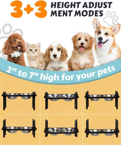 Cuencos ajustables para mascotas bambú 2 Pzas acero