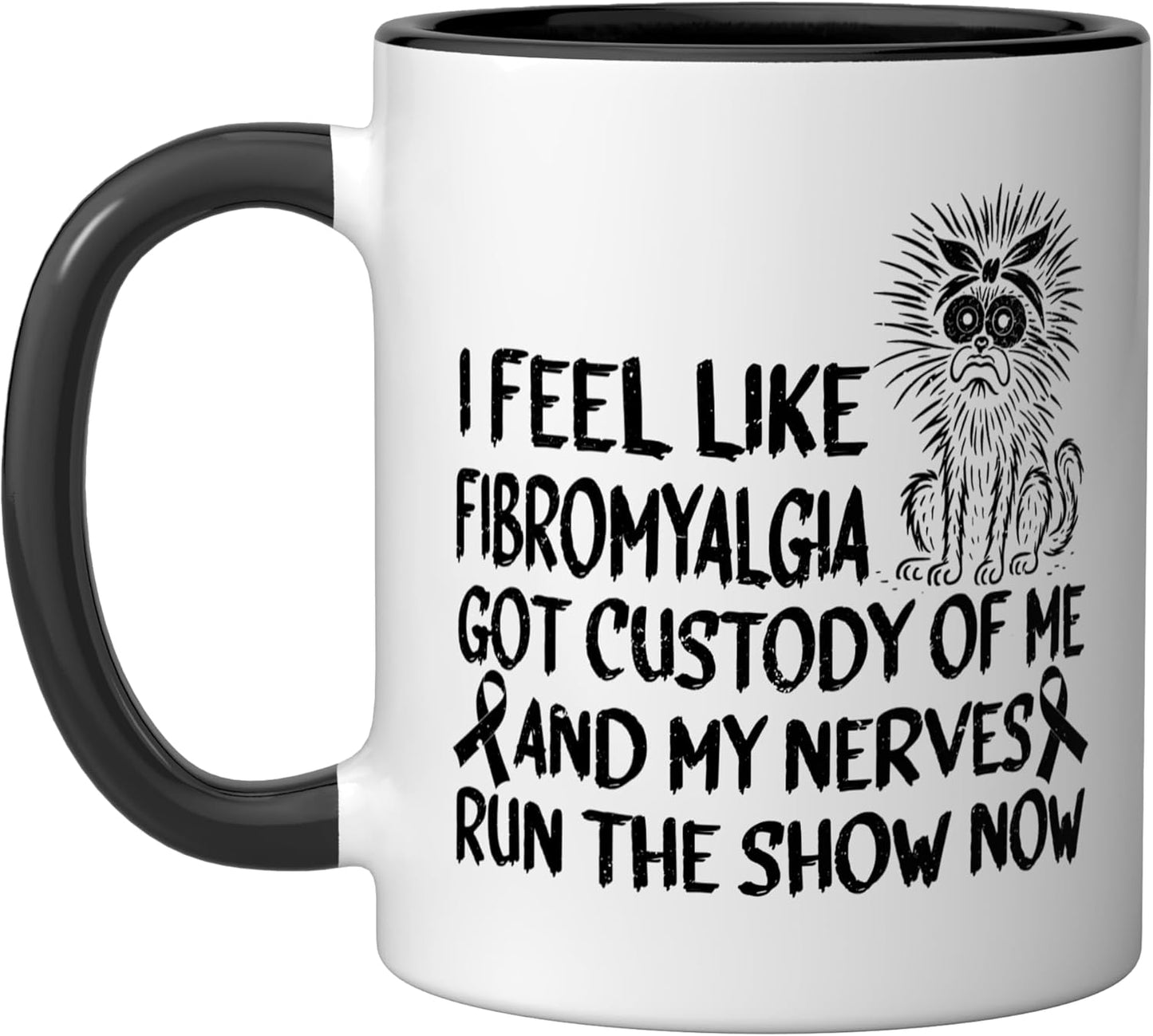 Taza cerámica para fibromialgia warrior flare day negra/blanca